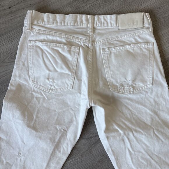 Moussy Vintage Jeans Womens Size 28 White Tapered Distressed Denim Pants - Picture 5 of 13